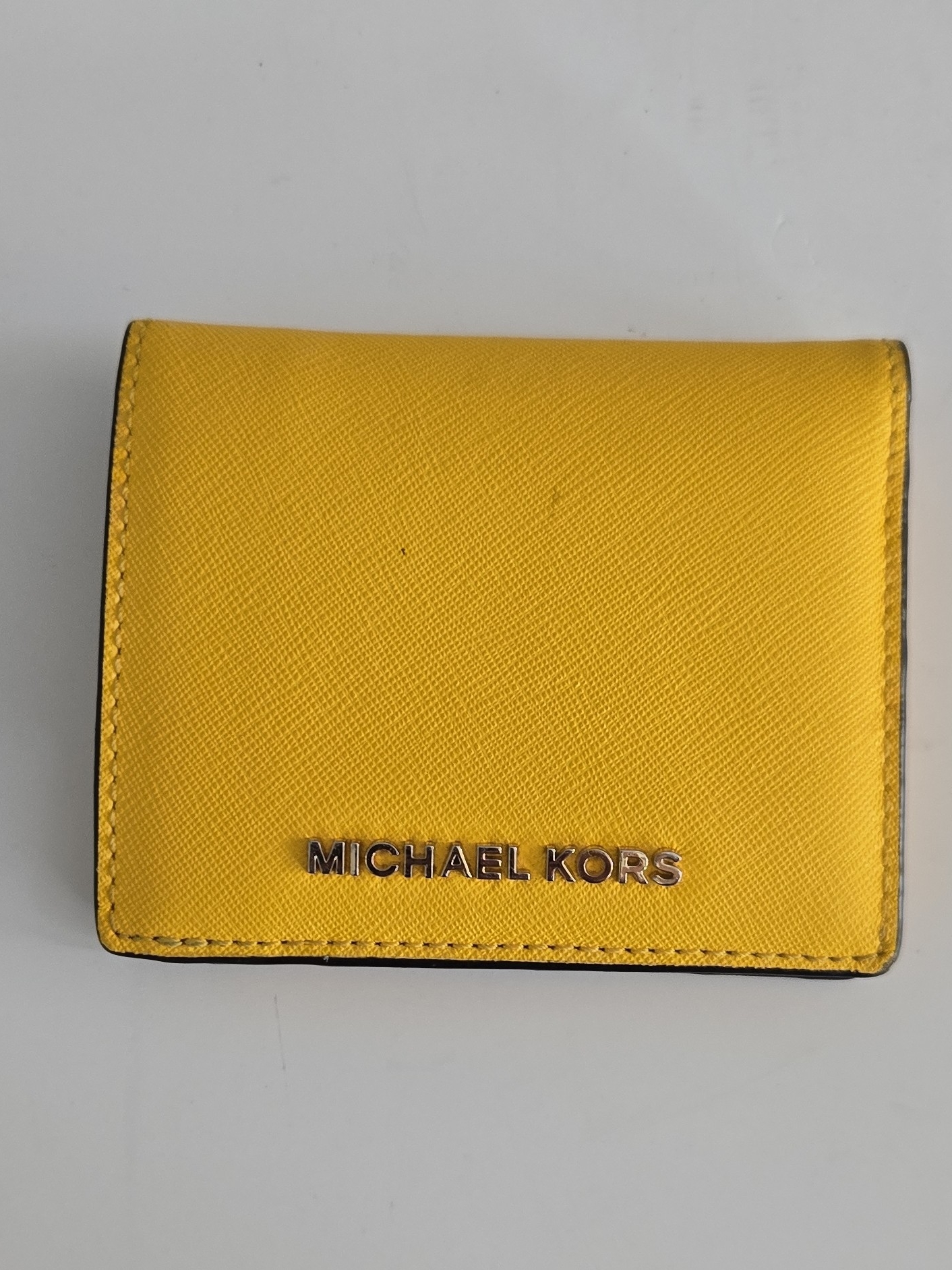 Michael Kors Yellow Saffiano Leather Compact Card Holder
